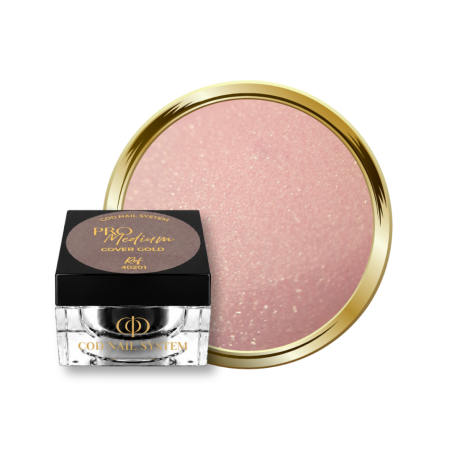 Pot et pastille du gel Pro Medium Cover Gold, nude pêche pailleté doré