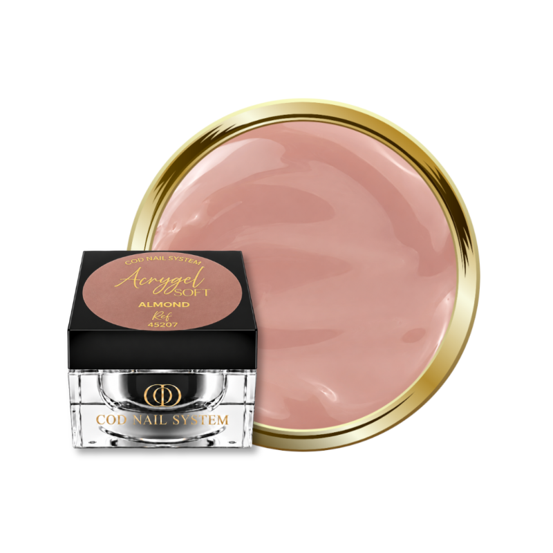 Pot et pastille de l'Acrygel Soft Almond, beige rosé