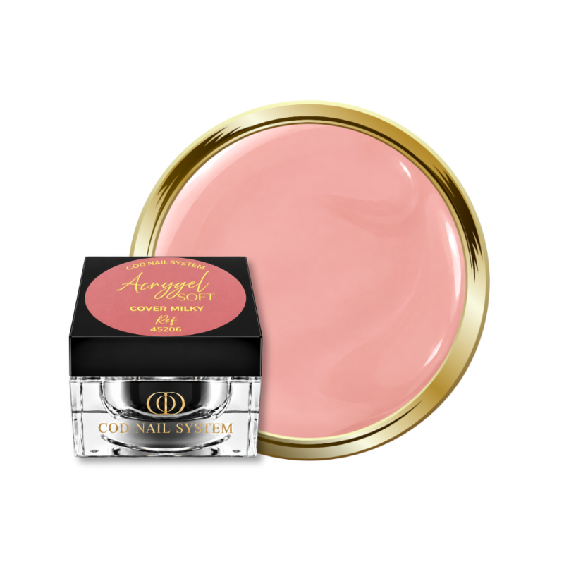 Pot et pastille de l'Acrygel Soft Cover Milky, pêche