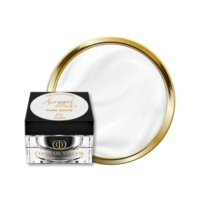 Pot et pastille de l'Acrygel Soft Pure White, blanc couvrant