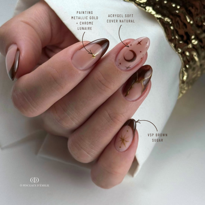 Pose d'ongles en amandes avec l'Acrygel Soft Cover Natural, beige rosé souple et stable