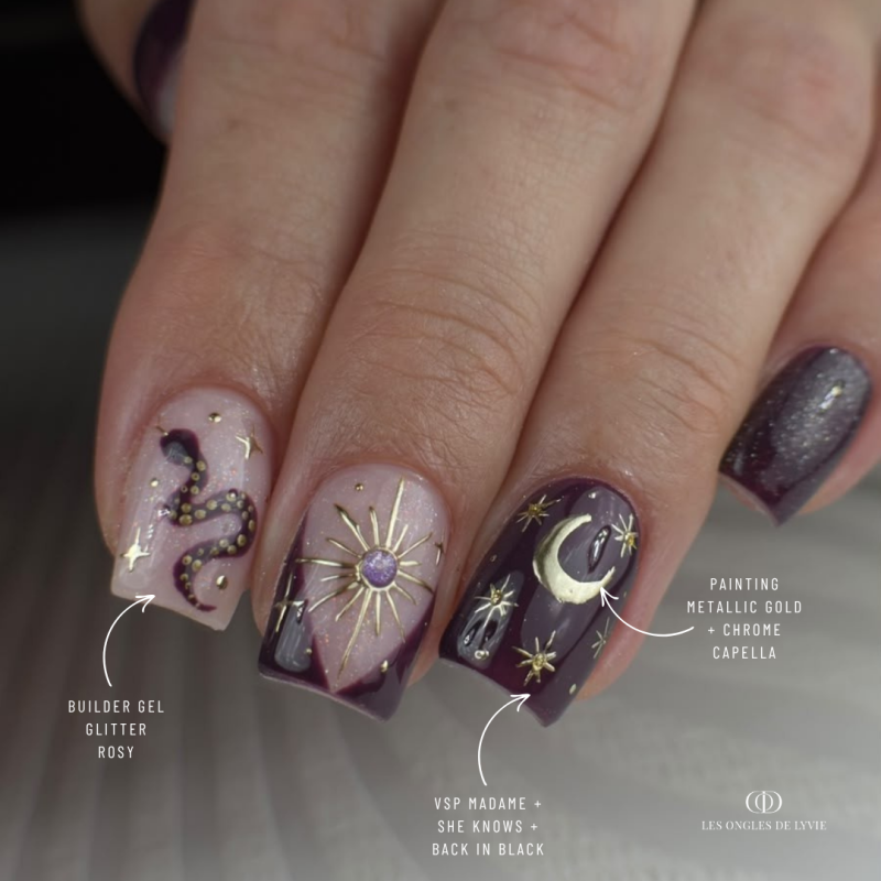 Pose d'ongles carrés avec le Builder Gel Glitter Rosy, rose clair pailleté holographique auto égalisant sans limage