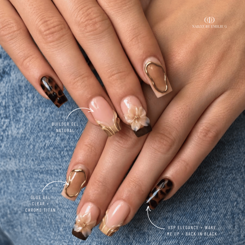 Pose d'ongles carrés avec le Builder Gel Natural, beige rosé natural semi égalisant