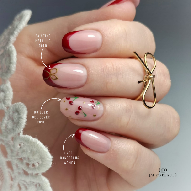 Pose d'ongles ovales avec le Builder Gel Cover Rose, cover rose sous-ton violacé auto égalisant sans limage