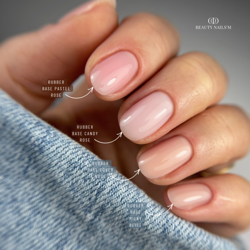 Pose d'ongles ovale renfo avec la Rubber Base Cover Nude, cover nude pêche fluide et non collante