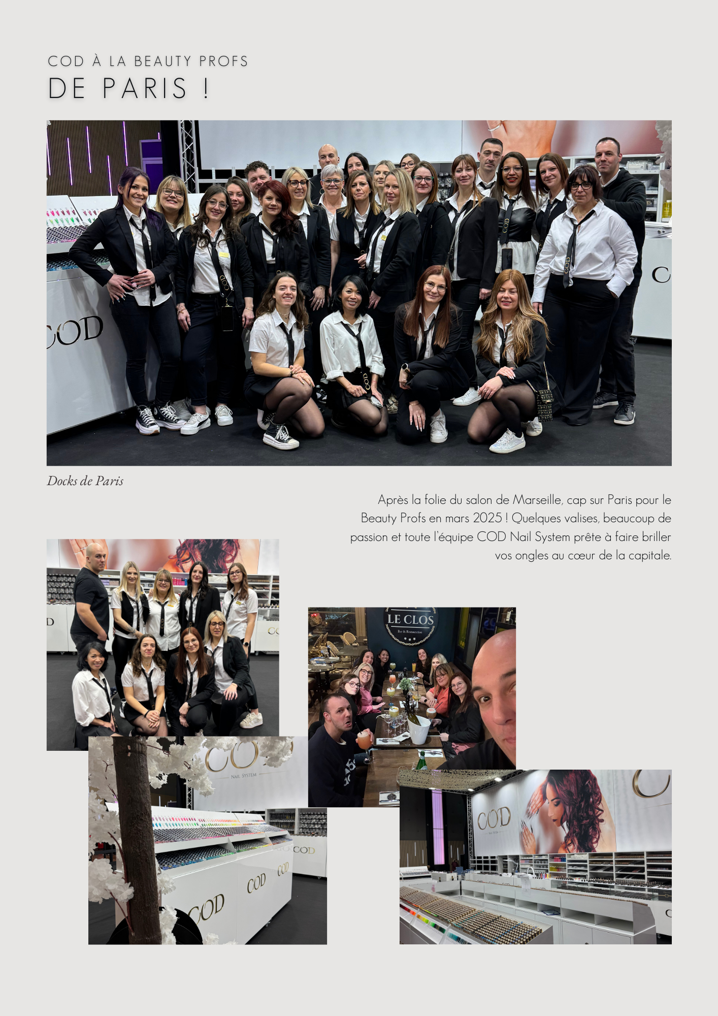 Photos de toute l'équipe COD avec les ambassadrices du salon Beauty Profs de Paris en mars 2025