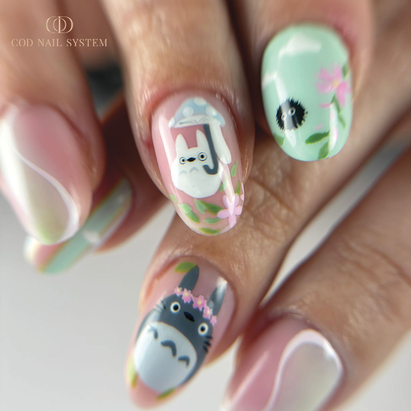 Zoom sur totora en nail art sur ongles