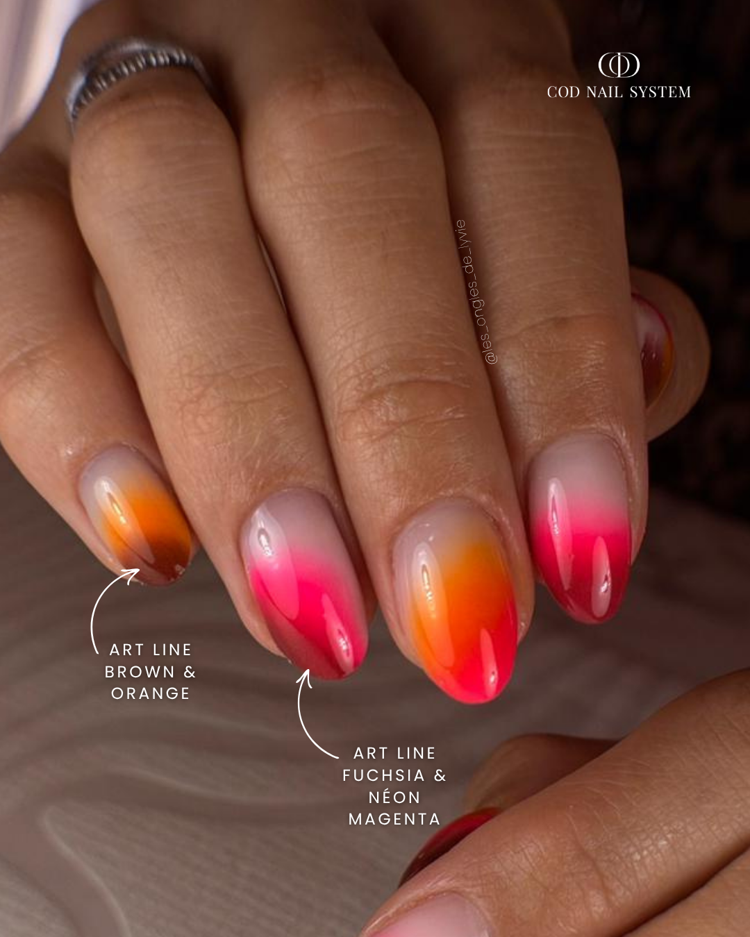 Ongles dégradés Pose d'ongle en amandes avec dégradés de couleurs