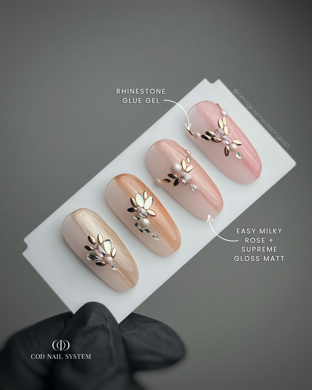 Capsules d'ongles soie et strass Caspules d'ongles cat eye soie avec bijoux strass
