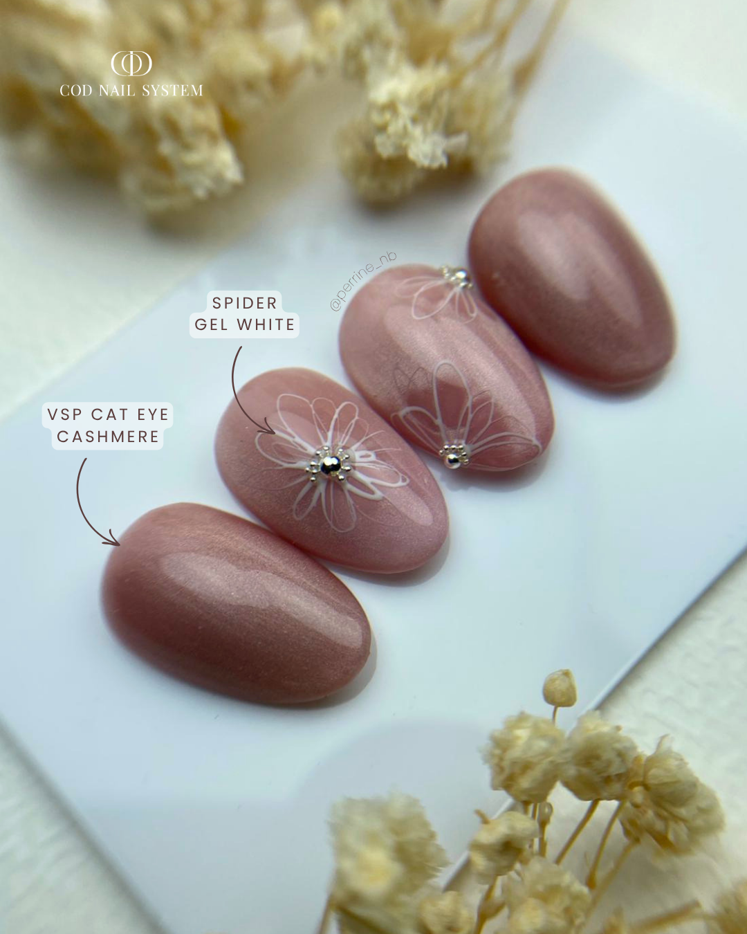 Caspules ongles cat eye fleuries Caspules d'ongles cat eye avec fleurs