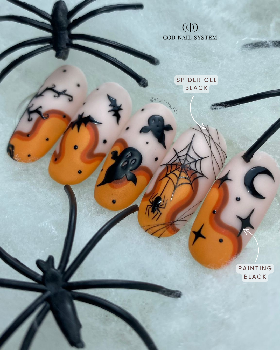Ongles matt d'halloween Caspules d'ongles matt avec nail art halloween
