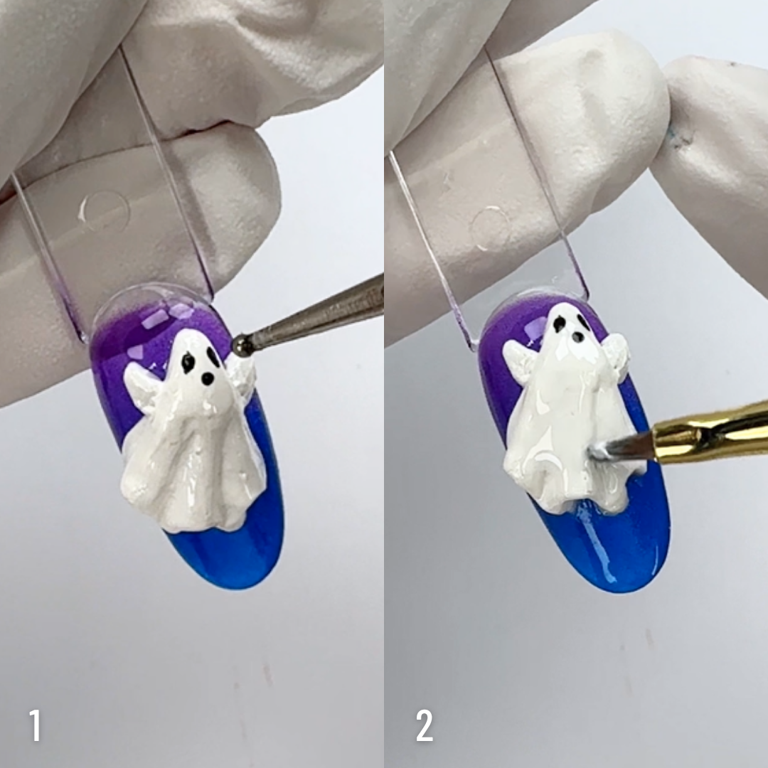 Réalisation d'un nail art fantôme en 3D gel