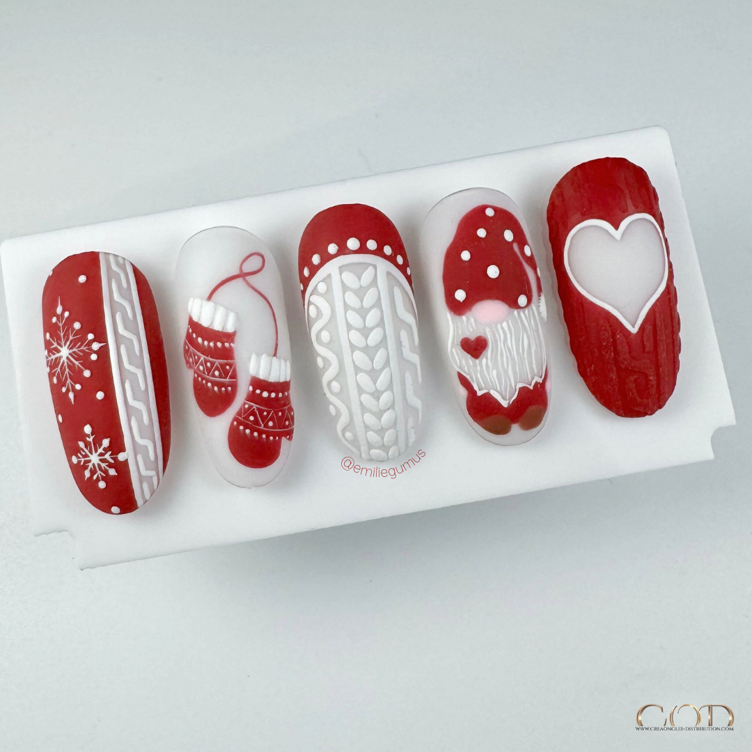 Capsules d'ongles rouges effet pull