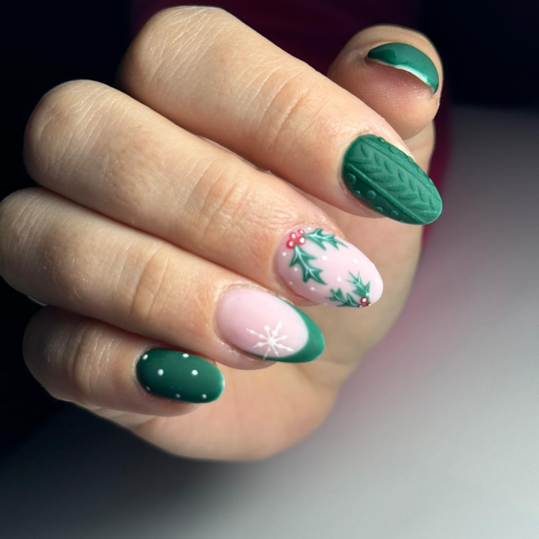 Pose amandes vert sapin effet pull