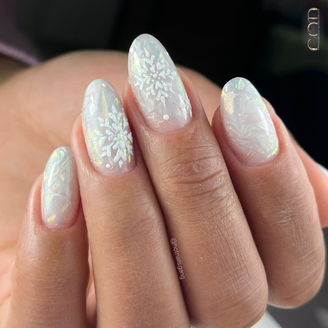 Pose amandes blanc laiteux effet glacé