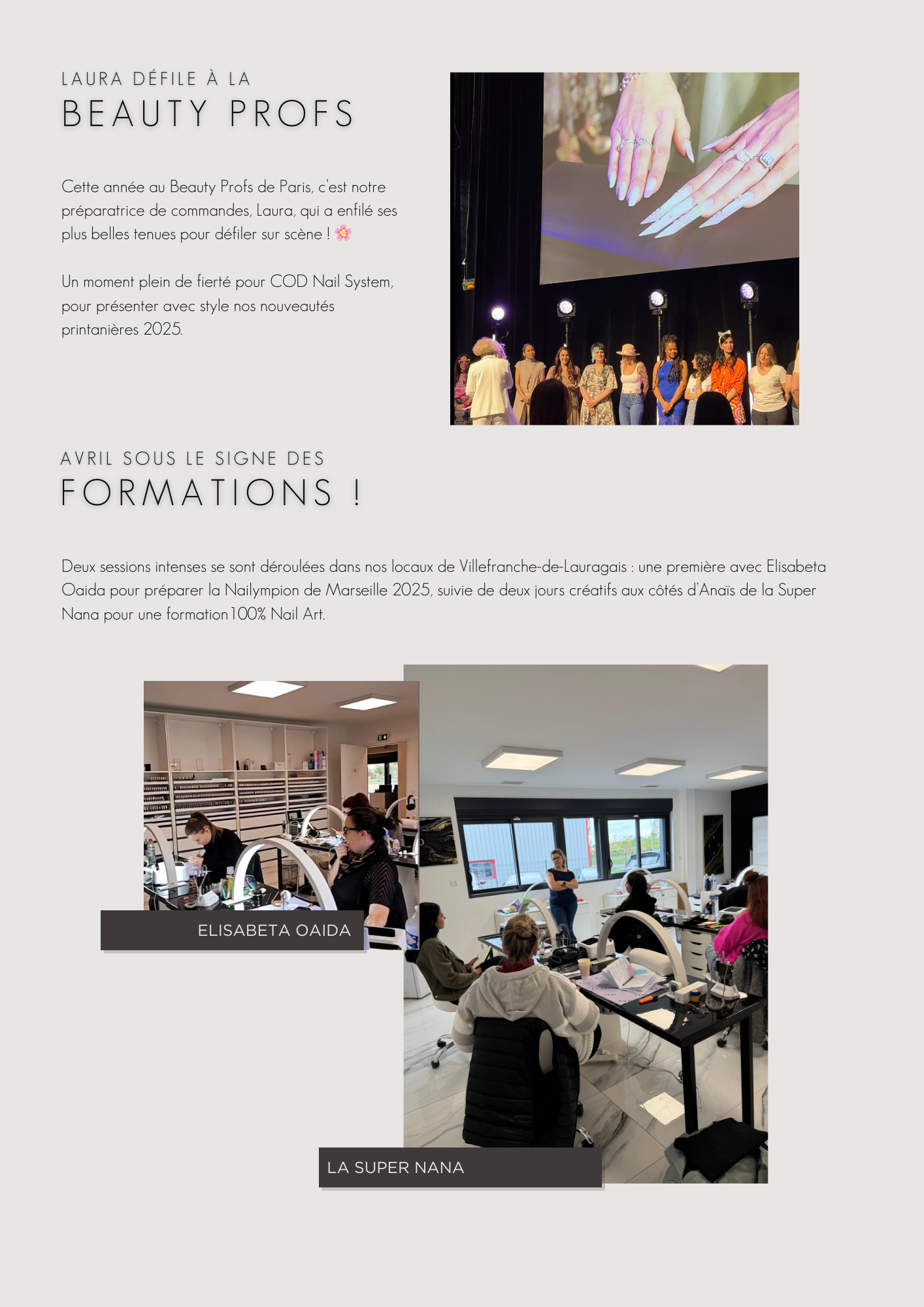 Défilé à la Beauty Profs de Paris pour présentation les nouveautés du printemps 2025 et formations en internes pour préparer la compétition de Marseille