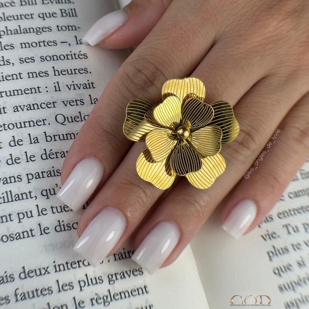 Pose d'ongles carrés blanc laiteux