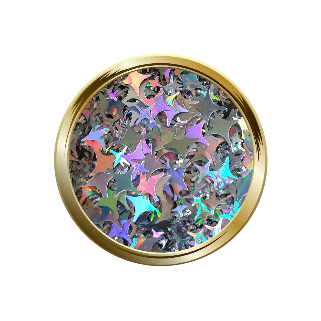 Confettis étoiles Paillettes Holographiques Argentées - Lot De 100 G - Pour Nail Art, Déco, DIY